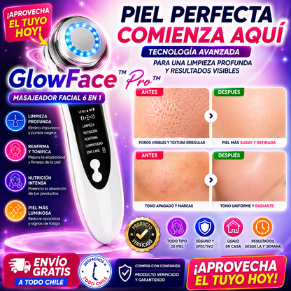 GlowFace Pro™ — Limpieza Profunda, Luz Rejuvenecedora-Reduce Arrugas, Combate el Acné- Tu Piel Más Joven Sin Salir de Casa