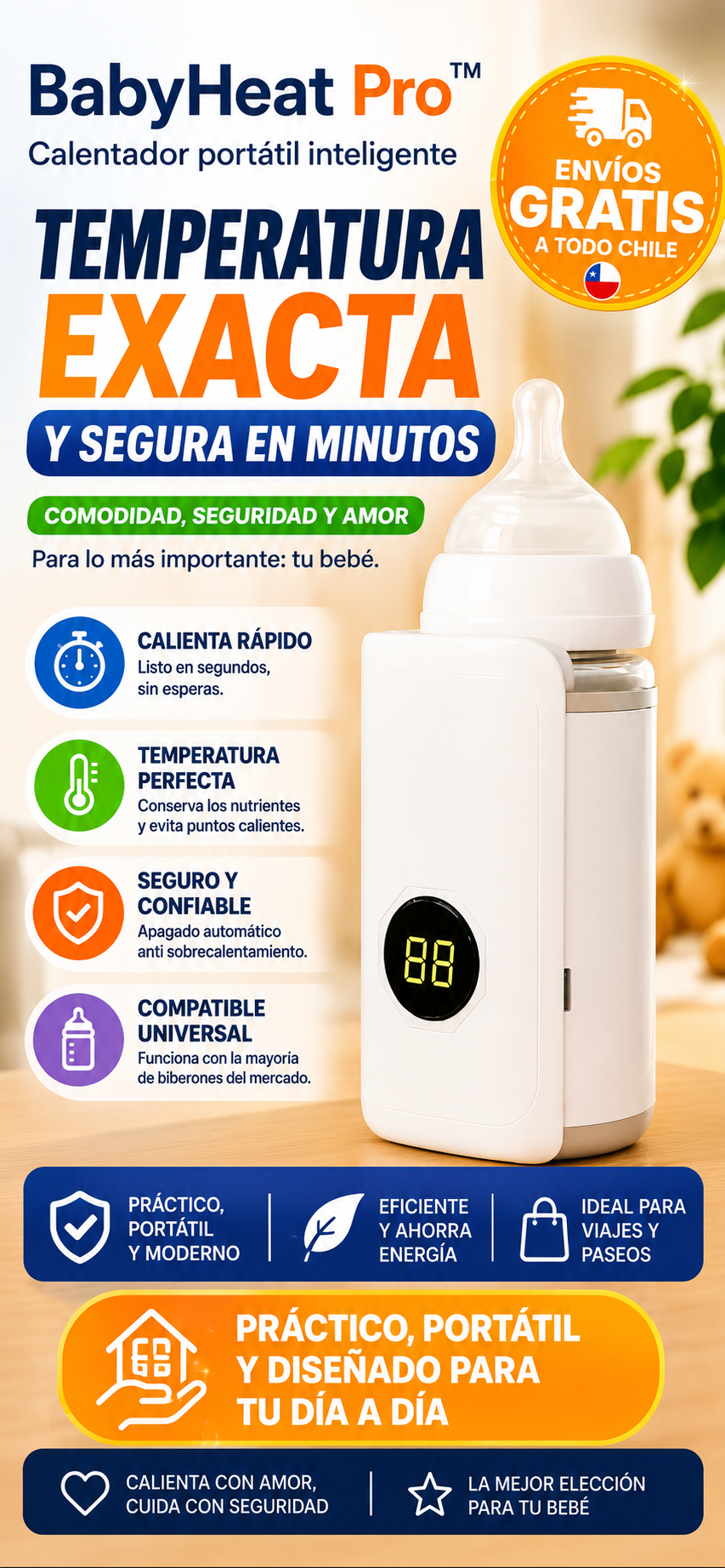 BabyHeat Pro™ – Calentador portátil inteligente, temperatura exacta y segura en minutos
